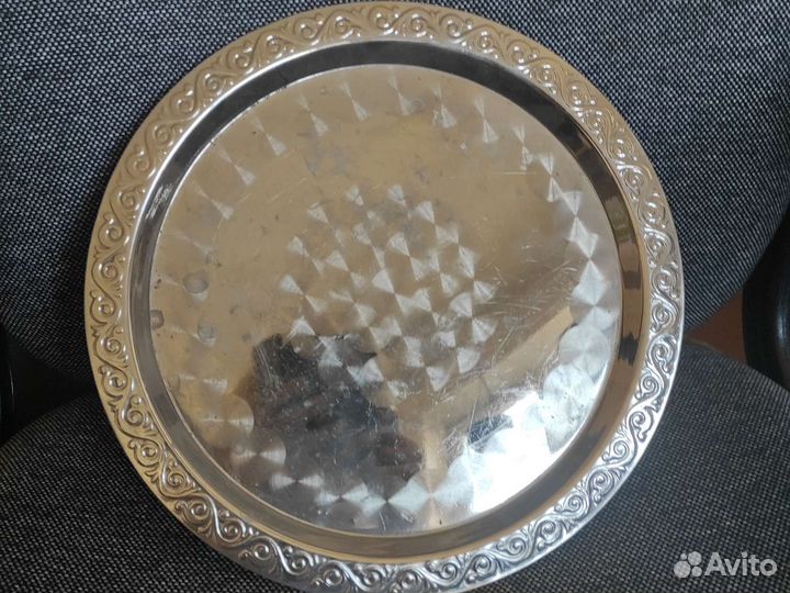 Поднос металлический СССР, хрусталь