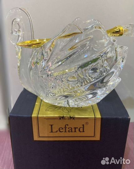 Икорница Лебедь (с ложкой, стекло)