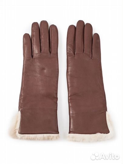 Кожаные перчатки с мехом норки Рахманинов