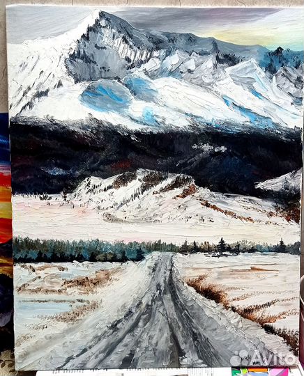 Картина маслом горы Чуйский тракт на Алтае