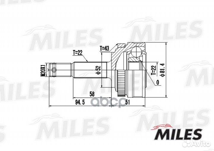 ШРУС opel vectra A 1.4-1.6 88-95 нар. +ABS GA20