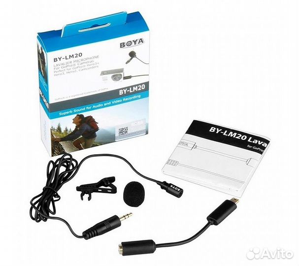 Микрофон петличный Boya BY-LM20 для камер GoPro