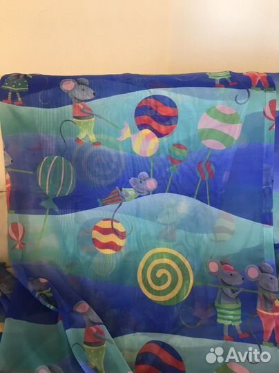 Тюль в детскую на два окна. 4 полосы