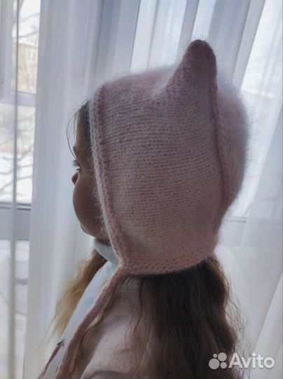 Коточепчик,шапка на весну,чепчик с ушками