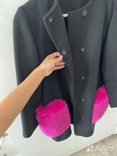 Кашемировое пальто с мехом