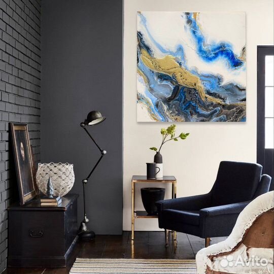 Картина ручной работы в технике fluid для дома