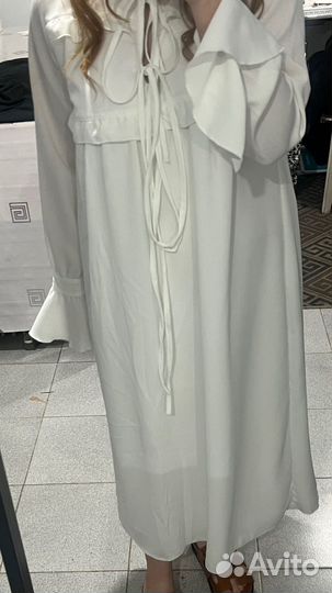 Белое платье на завязках