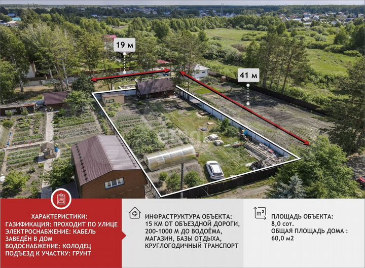 Дача 60 м² на участке 8 сот.