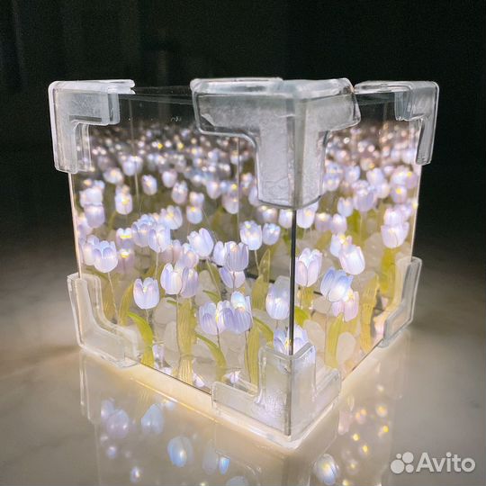 Ночник светильник тюльпаны в кубе