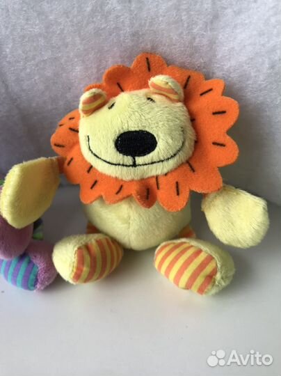 Мягкие игрушки слон львенок лягушонок бегемотик