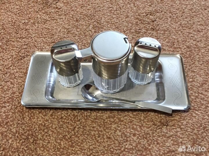 Набор для специй СССР никель, хлебница никель