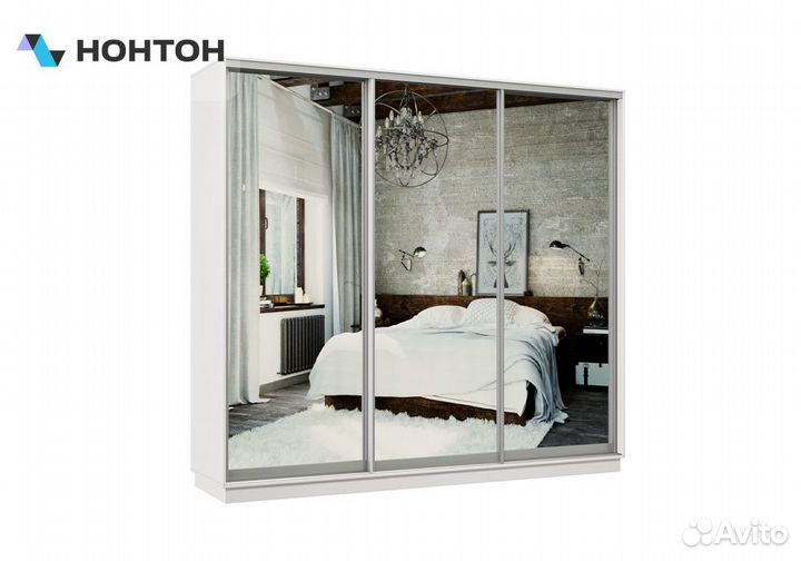 Шкаф-купе трёхдверный Прима белый