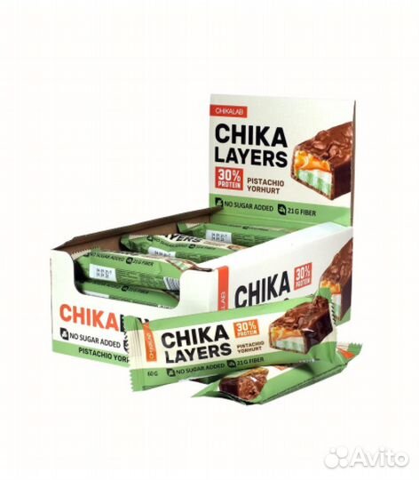 Протеиновый батончик Chikalab Chika Layers, фисташ