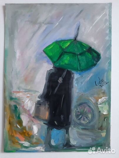 Картина маслом осенний пейзаж город