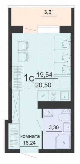 Квартира-студия, 20,5 м², 12/20 эт.