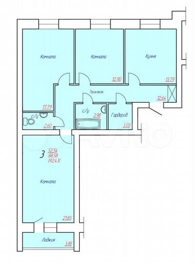 3-к. квартира, 92,4 м², 8/10 эт.
