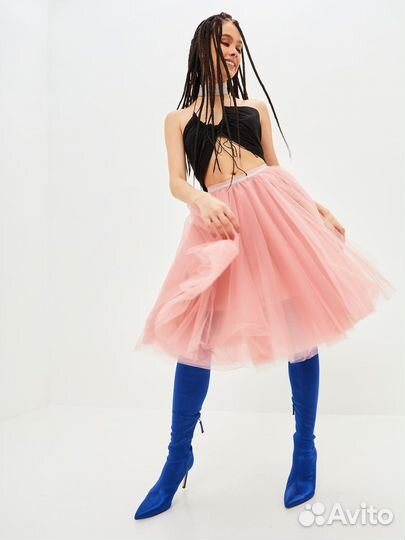 Юбка миди розовая пудра из фатина
