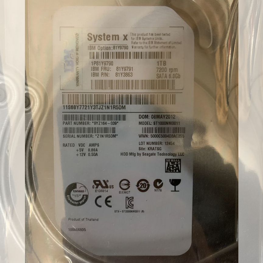 [81Y9791] Жесткий Диск Ibm 1tb Sata3 3.5 81y9791