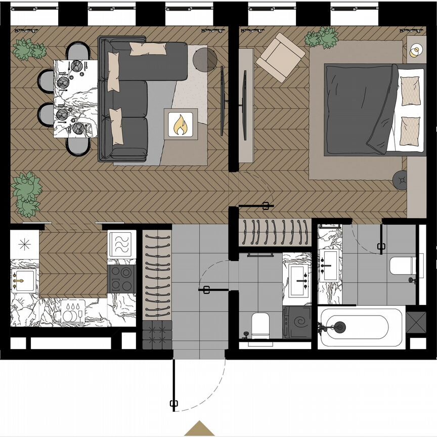 1-к. апартаменты, 54,5 м², 23/23 эт.