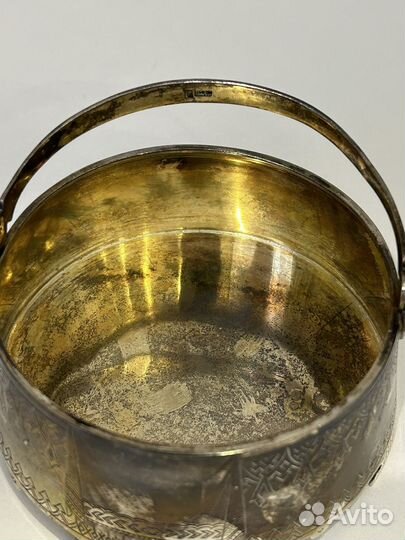 Сахарница серебро 84 пробы