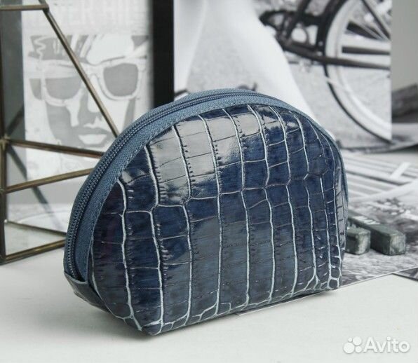 Косметичка Премьер 1 отдел. кожа т/синий Россия