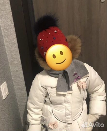 Осенняя шапочка 50-52 натуральный помпон