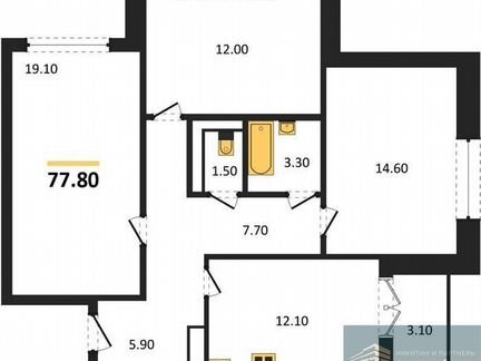 3-к. квартира, 77,8 м², 15/17 эт.