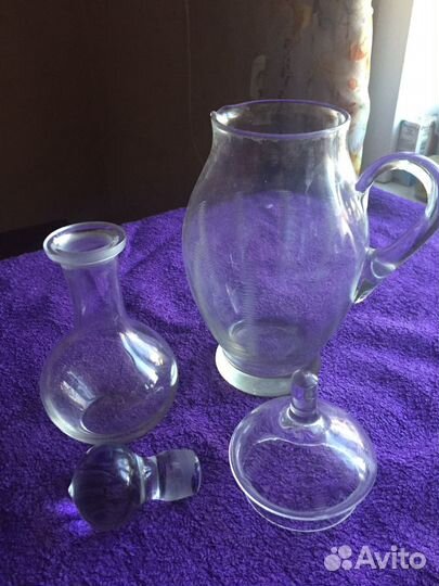 Графин+ кувшин. Стекло СССР из бабушкиного сервант