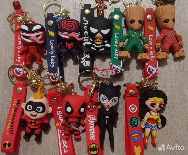 Брелоки на ключи/рюкзак/сумку (супергерои)