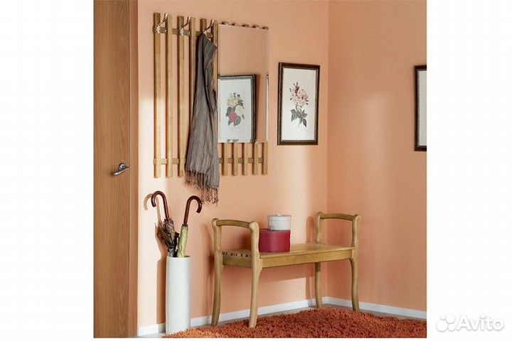 Скамья для прихожей с подлокотниками массив. В нал