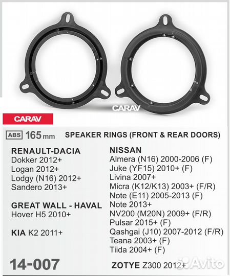 Проставочные кольца для динамиков