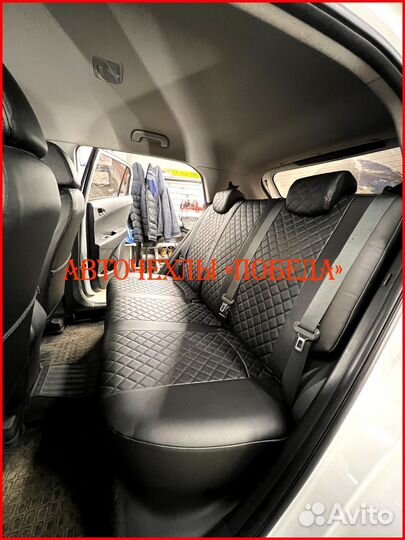 Чехлы Hyundai Creta 1 из экокожи чёрные Ромб