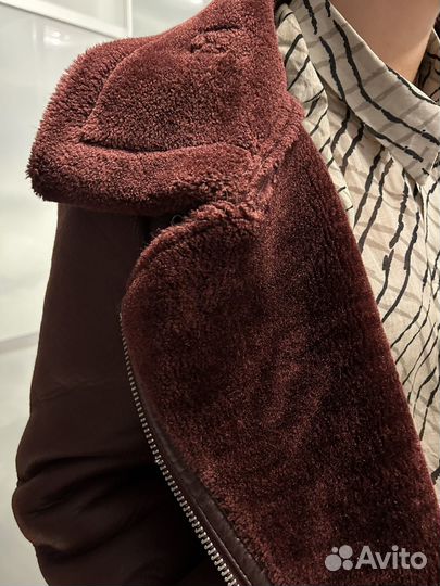 Дублёнка Zara женская бордовая