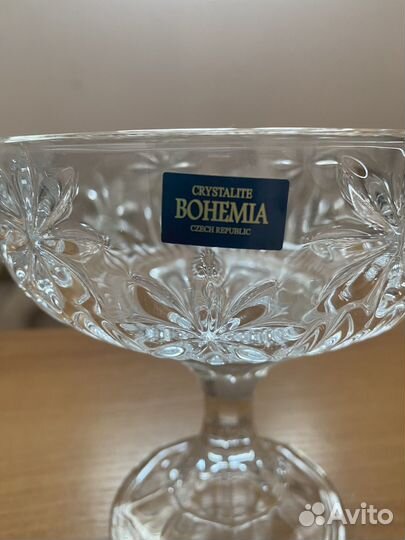 Салатник на ножке Богемское стекло