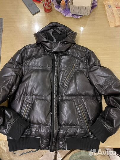 Мужская кожаная натуральная куртка утепленная
