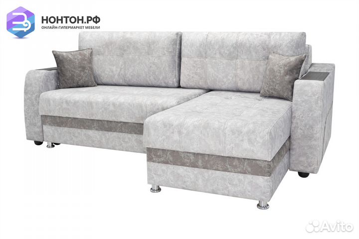 Диван угловой тик-так Бостон серый