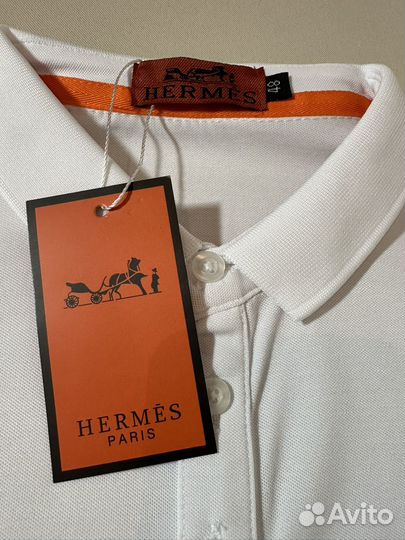 Поло Hermes футболка мужская белая