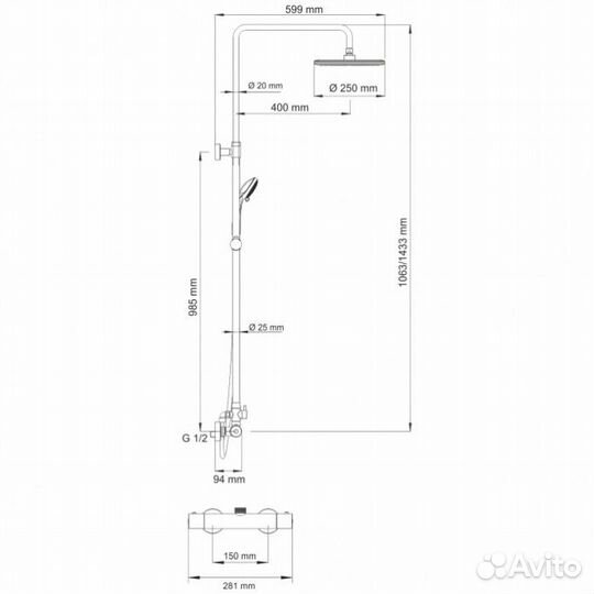 Душевая колонна wasserkraft A13302 Thermo