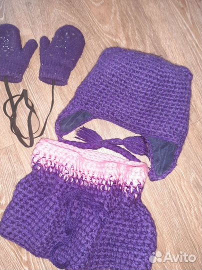 Комплект шапка, снуд, варежки