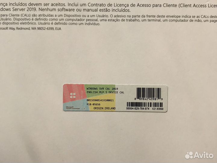 Win Svr License Pack 2019 CAL 5 Devices R18-05656