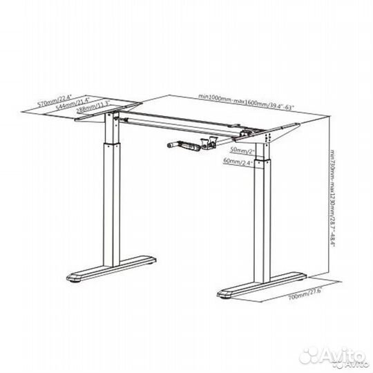 Рама для стола, с ручной регулировкой по высоте