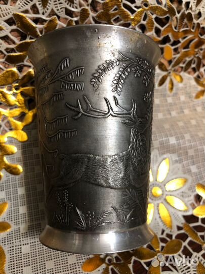 Стакан № 18. Старинный оловянный стакан 
