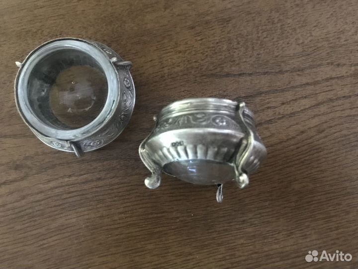 Солонка и горчичница мельхиор посеребрённый СССР