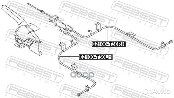 Трос ручного тормоза левый 02100T30LH Febest