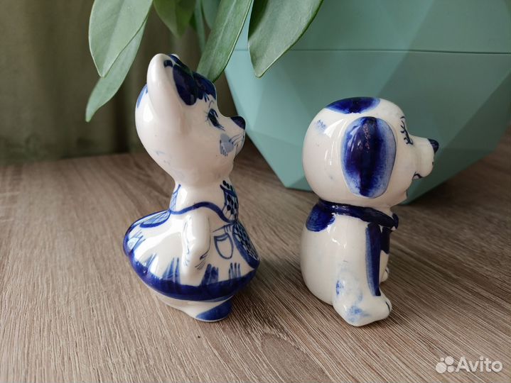Фигурки Гжель мышка собака