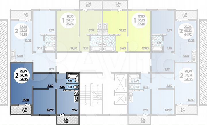 2-к. квартира, 54,8 м², 10/16 эт.