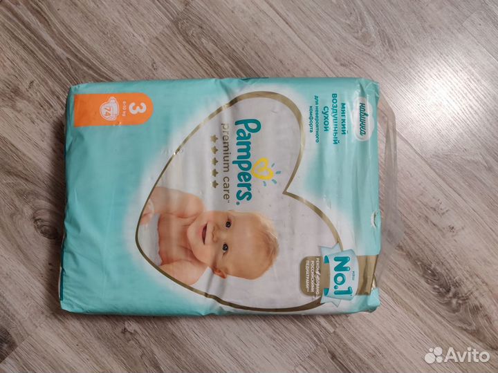 Pampers premium care 3, 74 шт, 6 - 10 кг