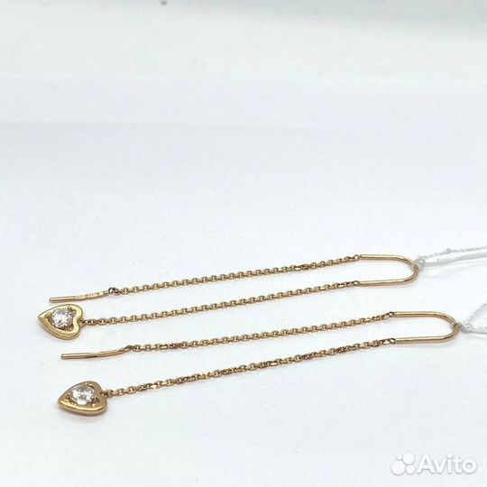 Золотые серьги с фианитом