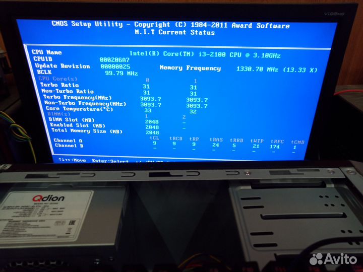 Процессор Intel core i3 2100 3100 мгц сокет 1156