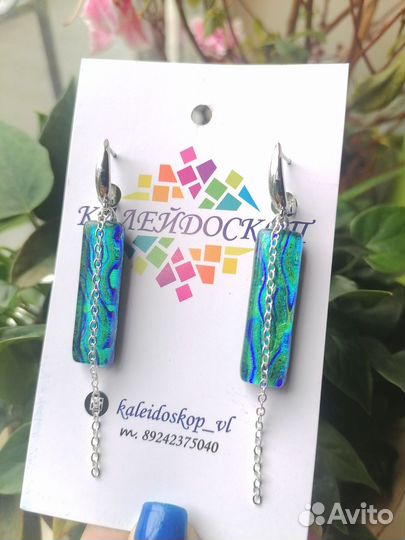 Дизайнерские серьги из ювелирного стекла